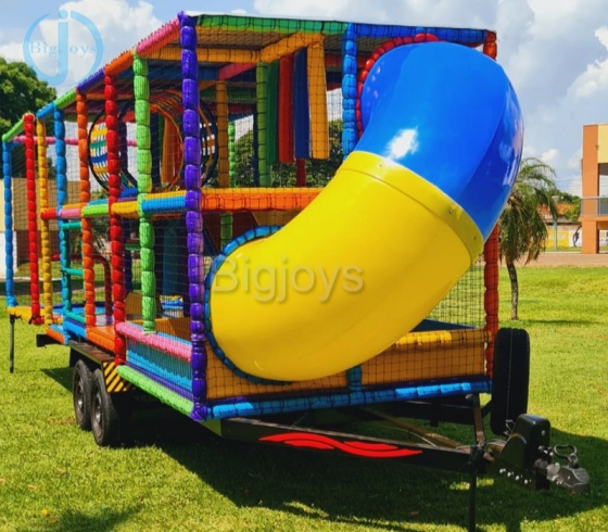 Movable playground with trailer